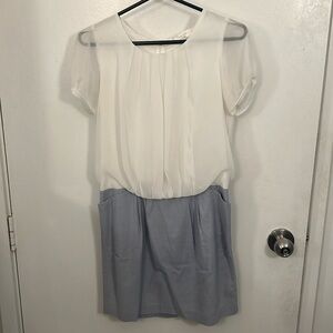 Light Blue Dress with White Chiffon Top